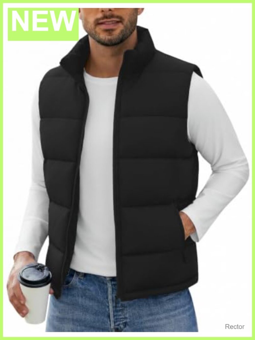 Men's Lightweight Puffer Vest Full Zip Up Sleeveless Jacket with Pockets